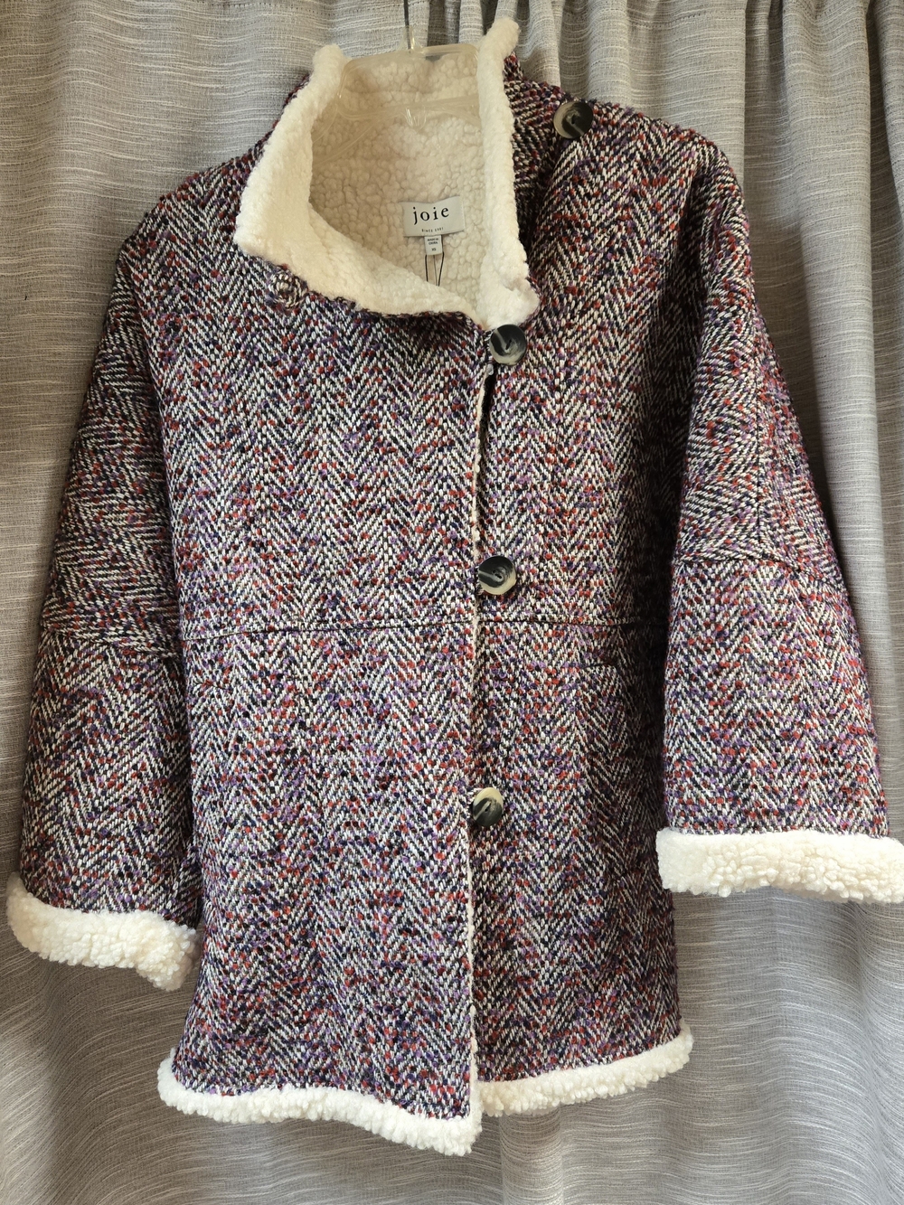 Joie Multicolor Tweed Sherpa-Lined Darby Jacket